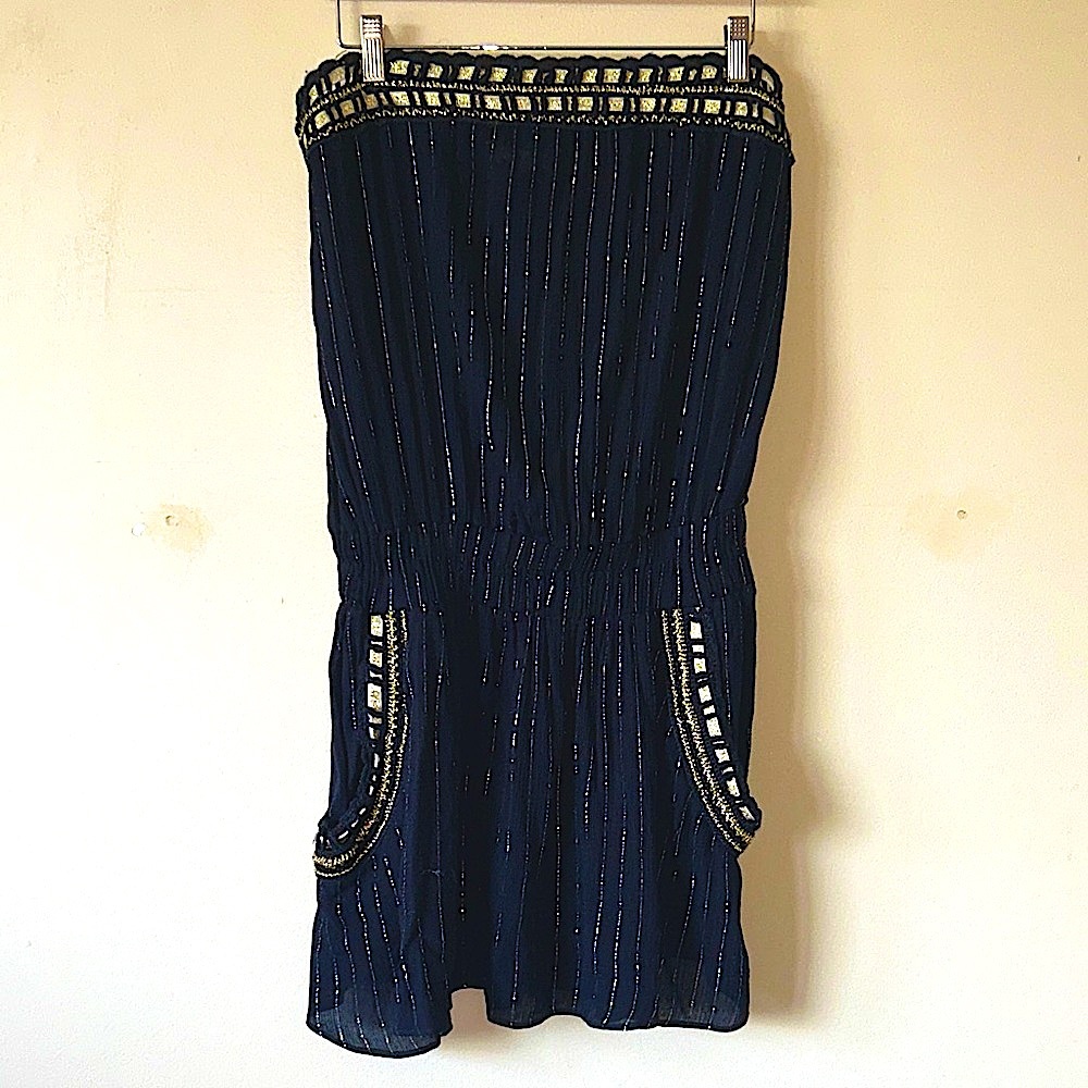 Ramy Brook Black Embellished Strapless Dress